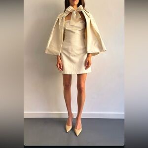 Vintage Max Mara Ivory Cape Dress 100% silk